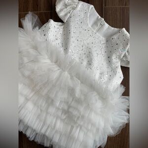 Baby Girl White Tulle Dress with Bow – Special Occasion (0–3M)babychristmas dres